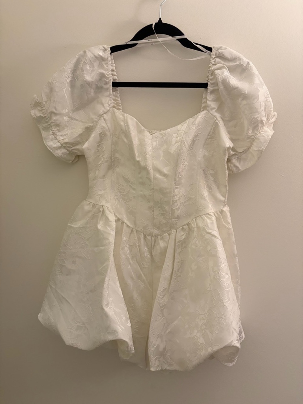 Lulu's Cream Floral Jacquard Mini Dress